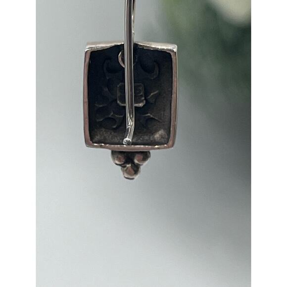 Artisan Sterling Silver Signed 925 Raised Swirl Filigree Boho Drop Bali Earring - Picture 9 of 13